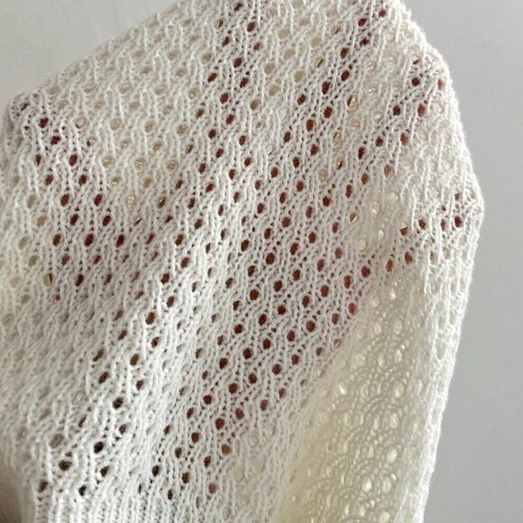 White Casual Women's Fashionable Sexy Hollow Out Vacation Style Knitted Tank Top - Picture 5 of 5